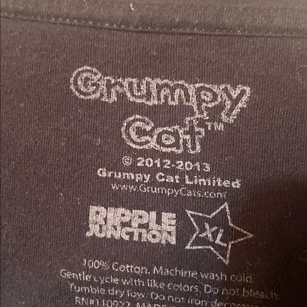Ripple Junction Grumpy Cat Black T-Shirt - Picture 3 of 3
